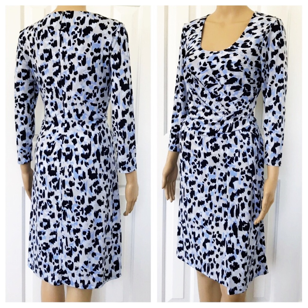 NWOT Ellen Tracy Animal print square neck dress M